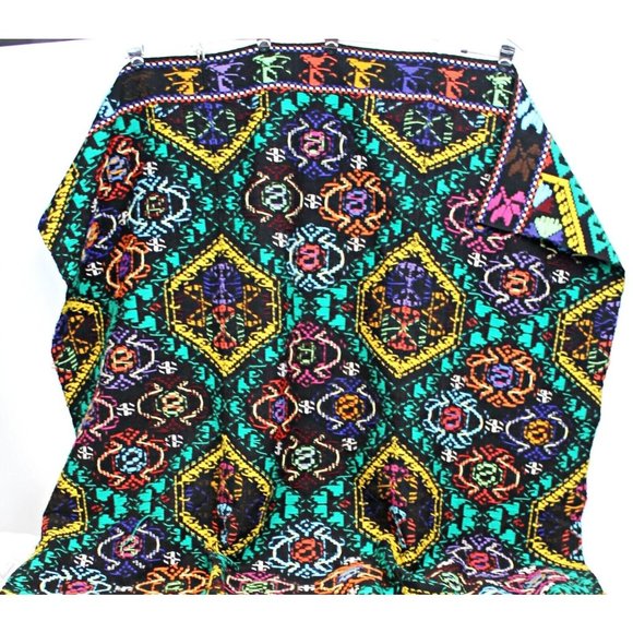South American Embroidered Throw Blanket Colorful Geometric Native Twin 74 x 56" - Picture 5 of 12